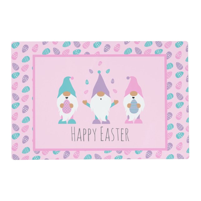 Happy Easter Gnome Juggling Easter Eggs Placemat (Front)