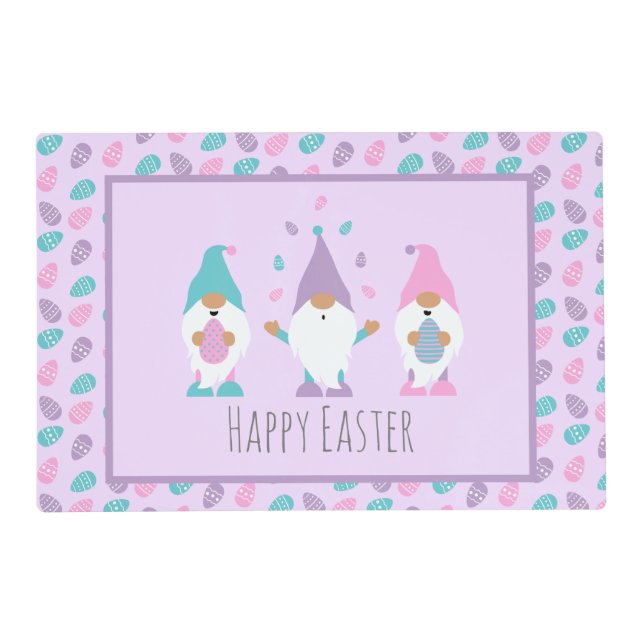 Happy Easter Gnome Juggling Easter Eggs Placemat (Front)