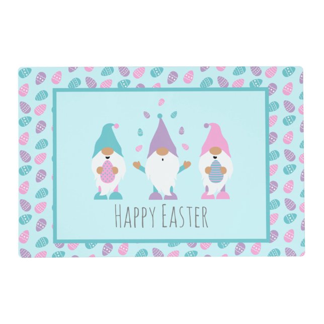 Happy Easter Gnome Juggling Easter Eggs Placemat (Front)