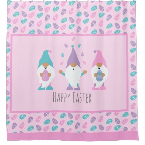 Happy Easter Gnome Juggling Easter Eggs Shower Curtain