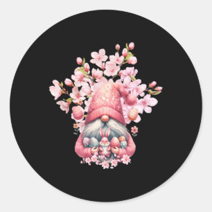 Happy Easter Gnomes Hello Spring Blossom Floral Classic Round Sticker