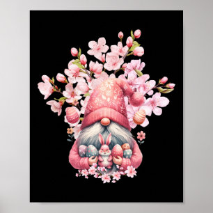 Happy Easter Gnomes Hello Spring Blossom Floral  Poster