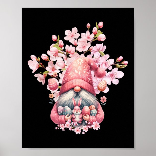 Happy Easter Gnomes Hello Spring Blossom Floral  Poster (Front)