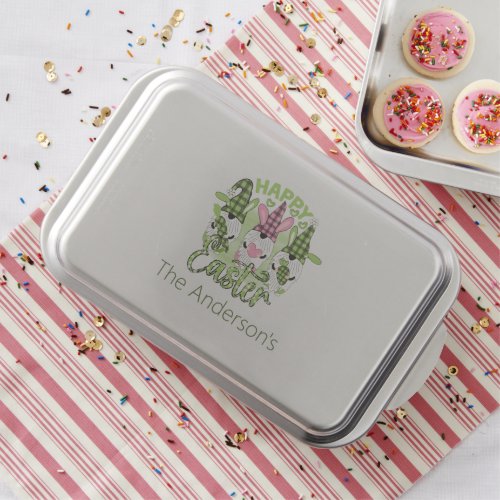 Happy Easter Gnomes with Bunny Ears Pink Green  Cake Pan