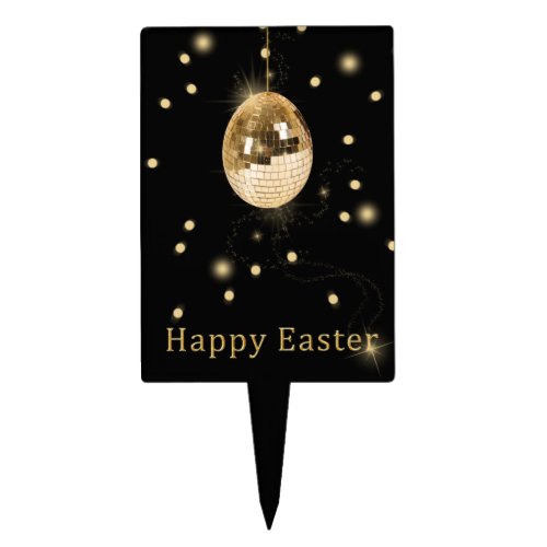 Happy Easter Gold Disco Ball Cake Topper
