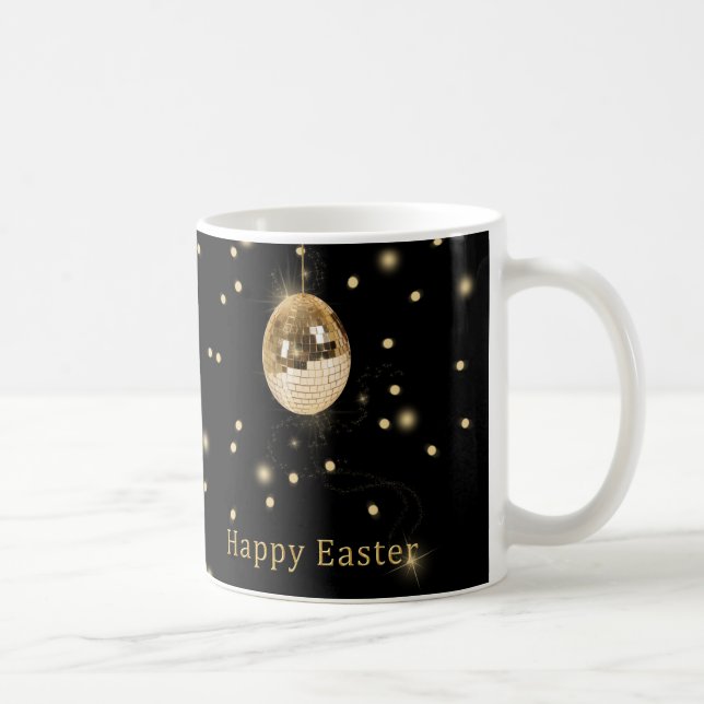 Happy Easter Gold Disco Ball Coffee Mug (Right)