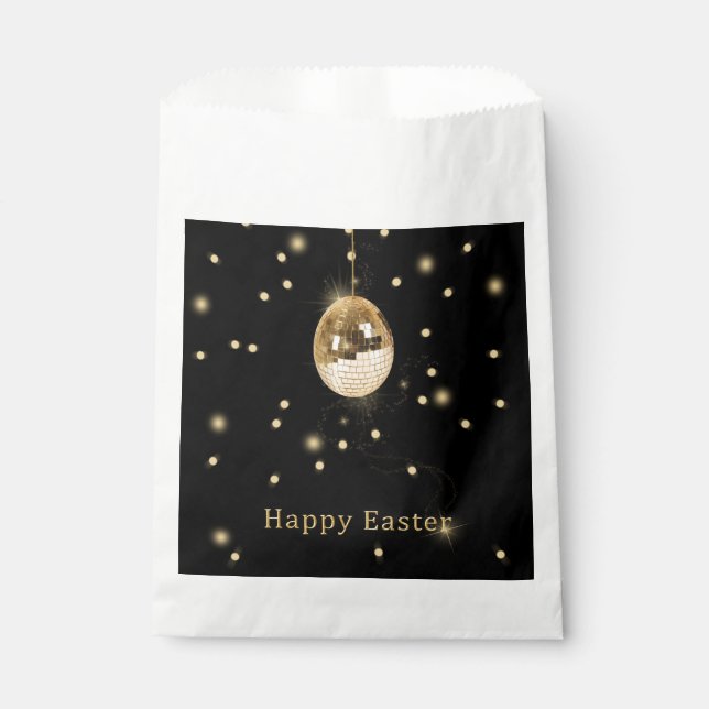 Happy Easter Gold Disco Ball Favor Bag (Front)
