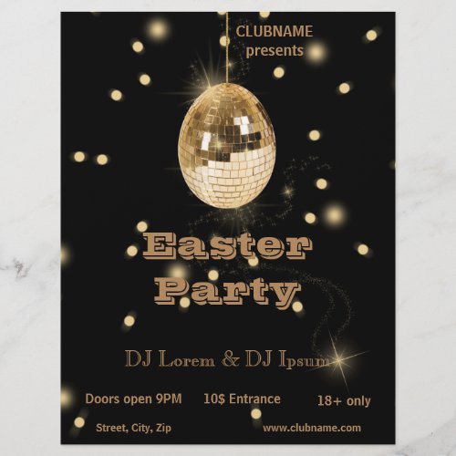 Happy Easter Gold Disco Ball Flyer