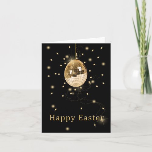 Happy Easter Gold Disco Ball Holiday Card