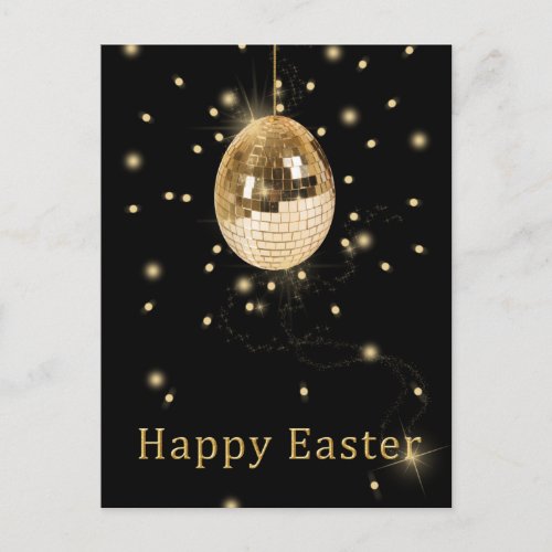 Happy Easter Gold Disco Ball Holiday Postcard
