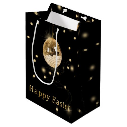 Happy Easter Gold Disco Ball Medium Gift Bag