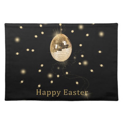 Happy Easter Gold Disco Ball Placemat