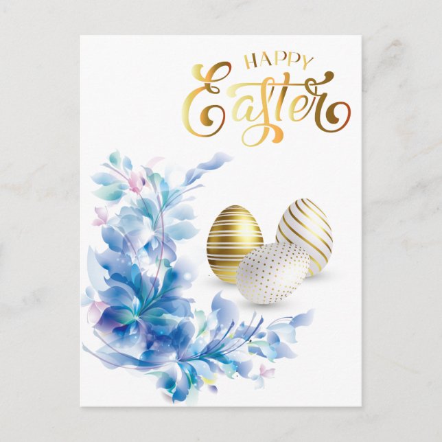 Happy Easter Gold Eggs Personalize  Postcard (Front)