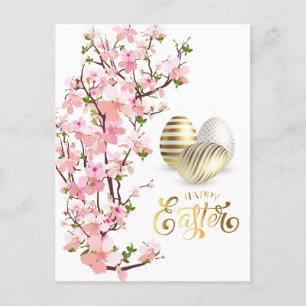 Happy Easter Gold Eggs Personalize Postcard