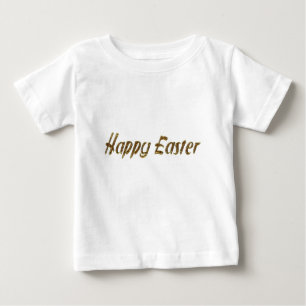 Happy Easter Gold Glitter Style Typography Elegant Baby T-Shirt