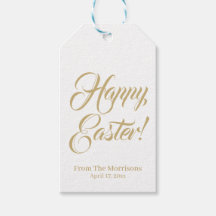Happy Easter gold white custom script elegant cute