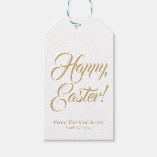 Happy Easter gold white custom script elegant cute Gift Tags