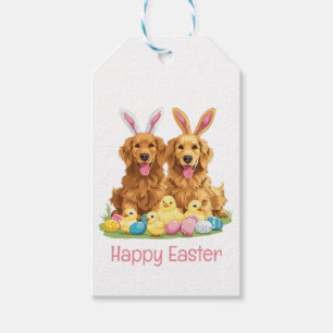 Happy Easter Golden Retriever Dogs Bunny Ears Gift Tags
