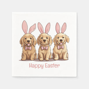 Happy Easter Golden Retriever Dogs Bunny Ears Napkins