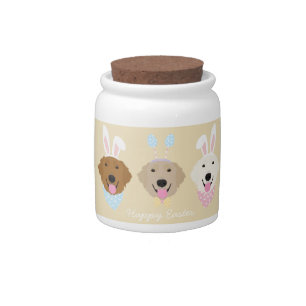 Happy Easter Golden Retriever Dogs Candy Jar