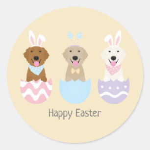 Happy Easter Golden Retriever Dogs Classic Round Sticker