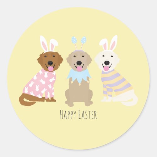 Happy Easter Golden Retriever Dogs Classic Round Sticker