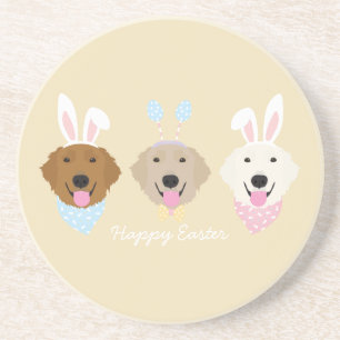 Happy Easter Golden Retriever Dogs Coaster