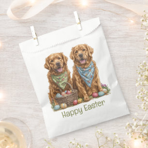 Happy Easter Golden Retriever Dogs Easter Basket Favor Bag