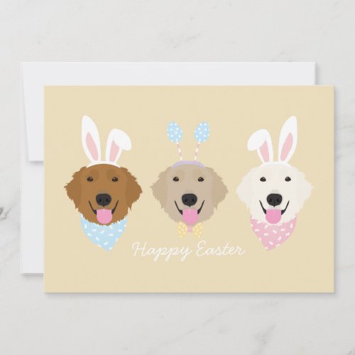 Happy Easter Golden Retriever Dogs Holiday Card