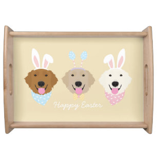 Happy Easter Golden Retriever Dogs Serving Tray