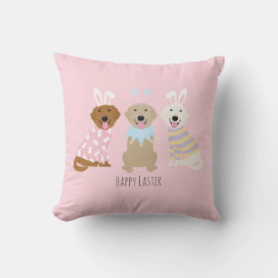 Happy Easter Golden Retriever Dogs Throw Pillow