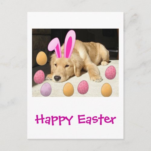 Happy Easter Golden Retriever Holiday Postcard