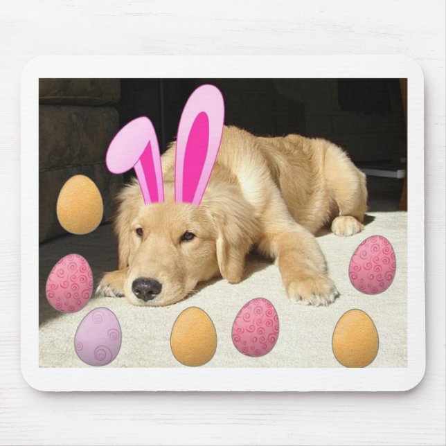 Happy Easter Golden Retriever Mouse Pad (Front)