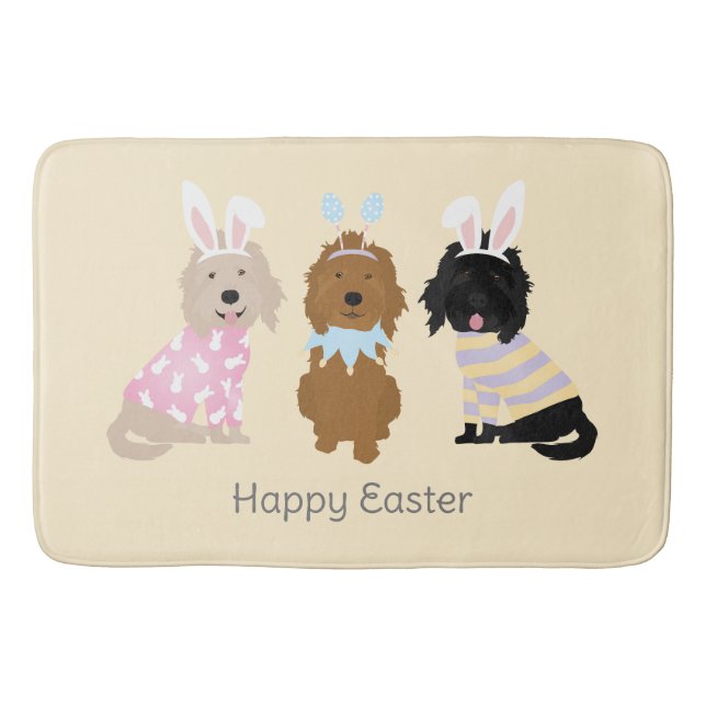 Happy Easter Goldendoodle Dogs Bath Mat (Front)
