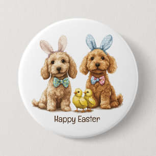 Happy Easter Goldendoodle Dogs Button