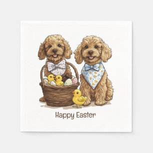 Happy Easter Goldendoodle Dogs Easter Basket Napkins