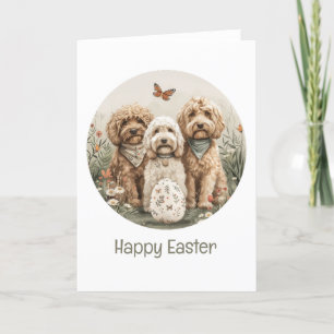 Happy Easter Goldendoodle Dogs Holiday Card