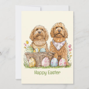Happy Easter Goldendoodle Dogs Holiday Card