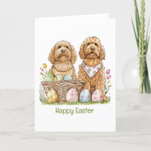 Happy Easter Goldendoodle Dogs Holiday Card