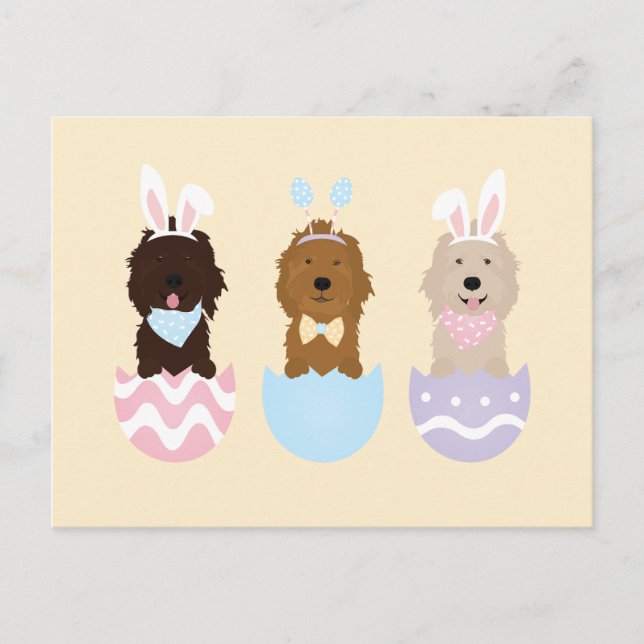 Happy Easter Goldendoodle Dogs Holiday Postcard (Front)