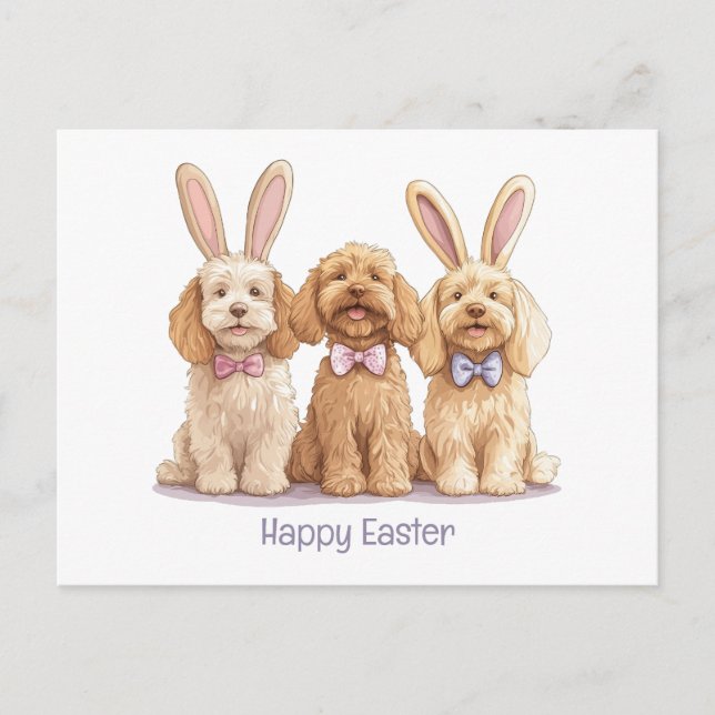Happy Easter Goldendoodle Dogs Holiday Postcard (Front)