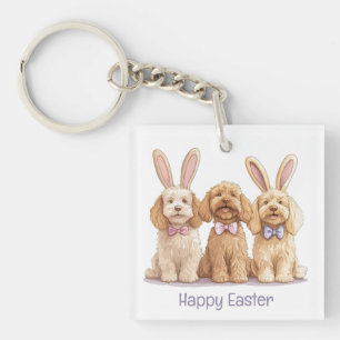 Happy Easter Goldendoodle Dogs Keychain