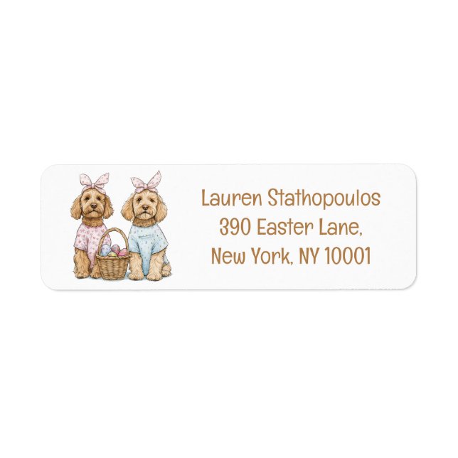 Happy Easter Goldendoodle Dogs Label (Front)