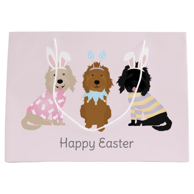 Happy Easter Goldendoodle Dogs Large Gift Bag (Front)