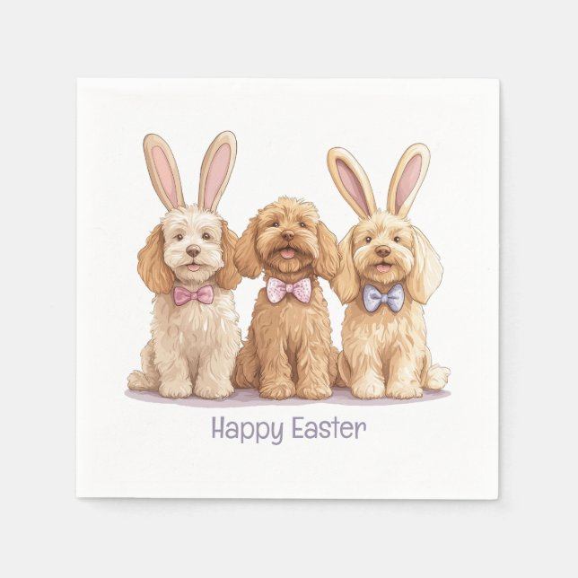 Happy Easter Goldendoodle Dogs Napkins (Front)