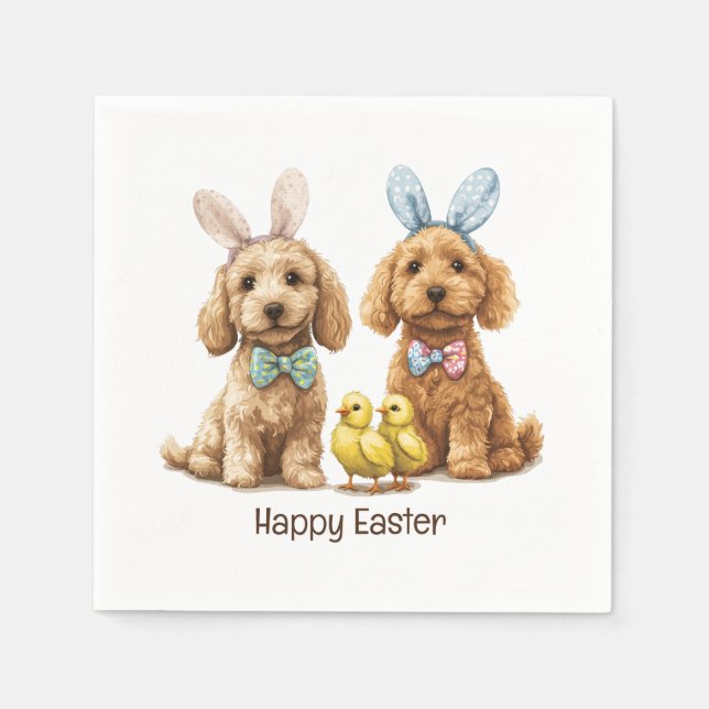 Happy Easter Goldendoodle Dogs Napkins (Front)