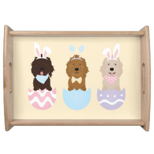 Happy Easter Goldendoodle Dogs Serving Tray