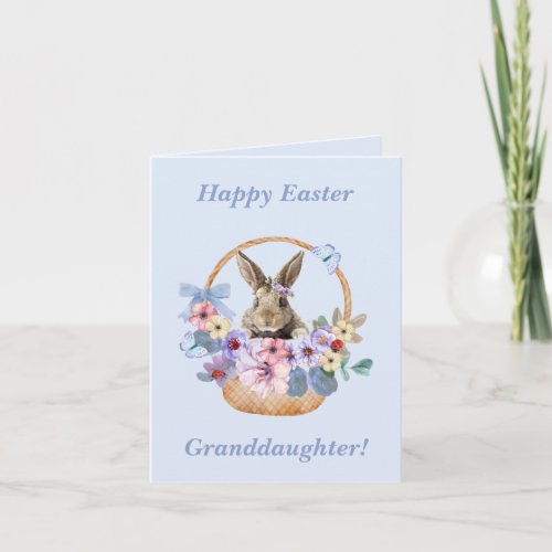 Happy Easter Granddaughter Bunny in Flower Basket  Card
