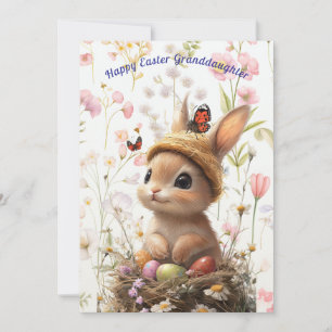 Happy Easter Granddaughter Bunny Lamb Holiday Card