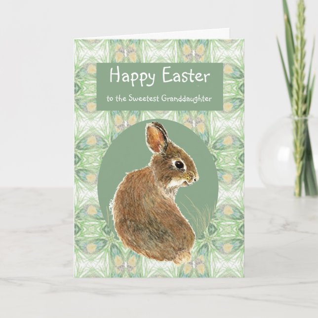 Happy Easter Granddaughter Bunny Rabbit Holiday Card (Front)